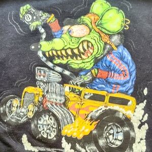 Black Graphic Hoodie with Hot Rod Design